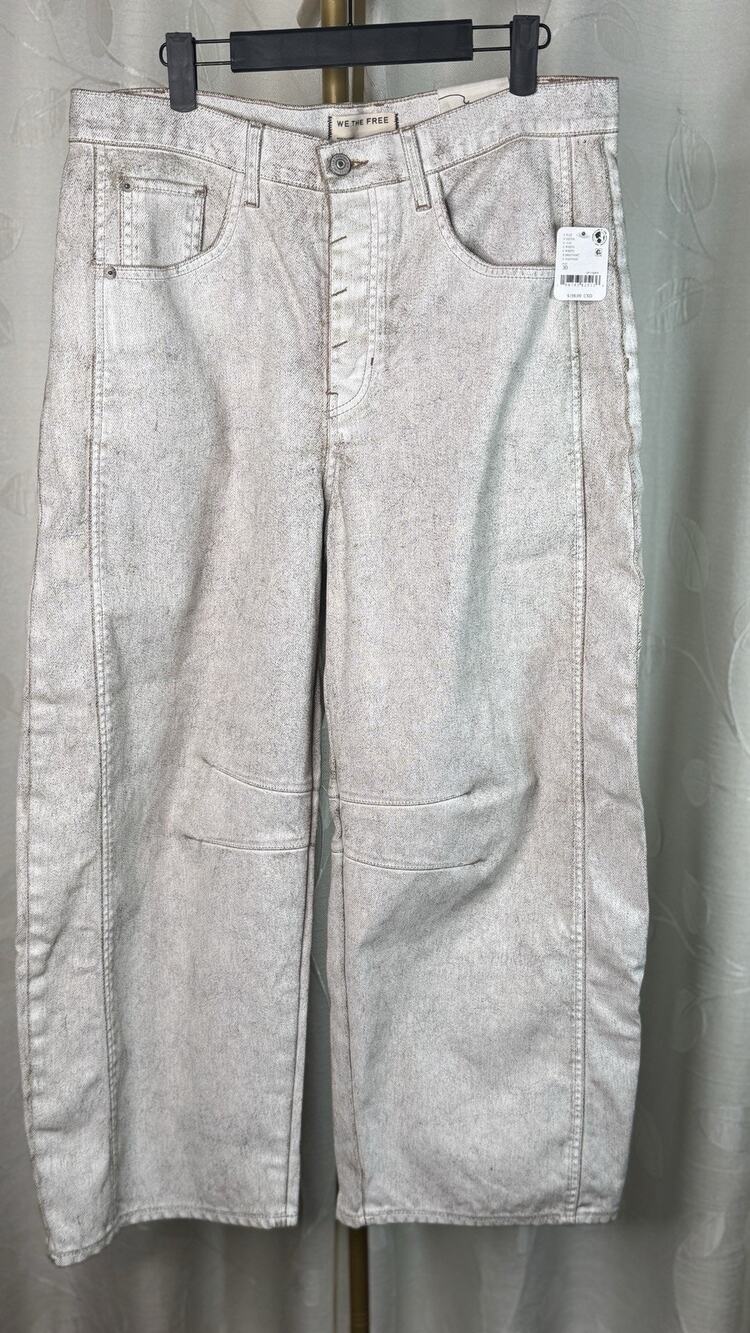 NWT Free People LIMITED EDITION Good Luck Mid-Rise Barrel Jeans, Size 31/Size 12